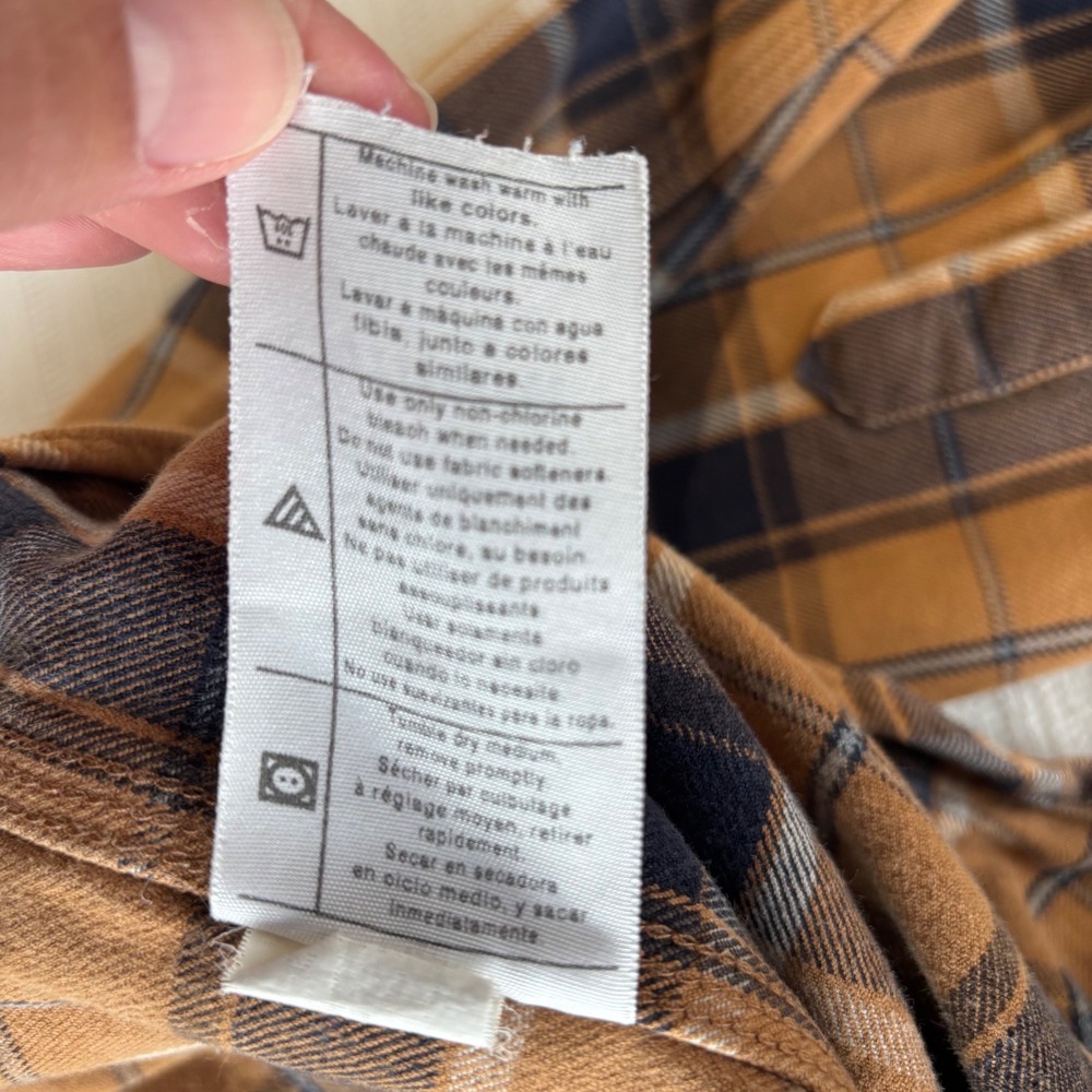 Carhartt Mens 2XL Plaid Flannel Button Down Shirt Brown Blue Cotton S145BRN - Picture 6 of 10